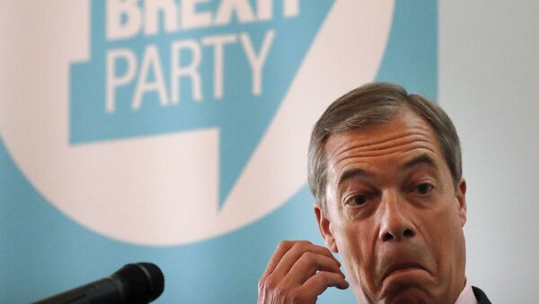Brexit Party chairman Nigel Farage addresses the media during a news conference focussing on postal votes in London, Monday, June 24, 2019.  Farage called for an end to the election postal votes system under its current form. (AP Photo/Frank Augstein) - Sputnik International
