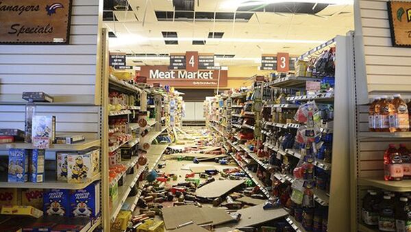 This July 7, 2019 photo provided by the U.S. Navy shows damage to a store at the Naval Air Weapons Station China Lake military base following series of earthquakes on July 4 and 5. The base sustained heavy damage that experts estimate will cost over $5 billion to repair. - Sputnik International