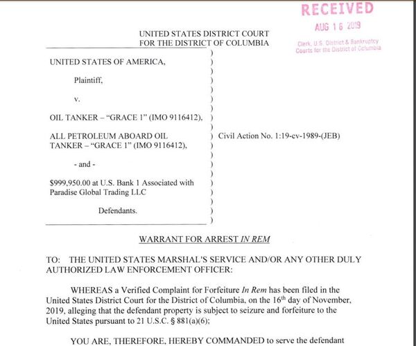 'Detain Another Day'? US Justice Department Makes Sloppy Mistake in Warrant for Iranian Oil Tanker 'Detain Another Day'? US Justice Department Makes Sloppy Mistake in Warrant for Iranian Oil Tanker - Sputnik International