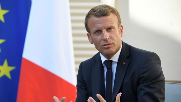 French President Emmanuel Macron at a meeting with Russian President Vladimir Putin at the residence of French President Fort Bregancon.  - Sputnik International