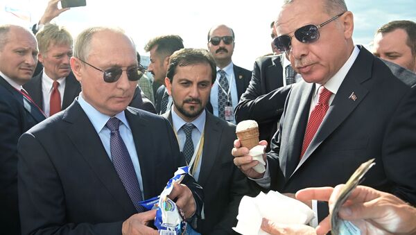Vladimir Putin Treats Recep Erdogan to Russian Ice Cream  - Sputnik International