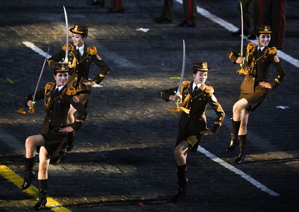 Members of the North Korean military band during an opening ceremony for the annual Spasskaya Tower Military Music Festival on Red Square in Moscow. Members of the North Korean military band during an opening ceremony for the annual Spasskaya Tower Military Music Festival on Red Square in Moscow. - Sputnik International