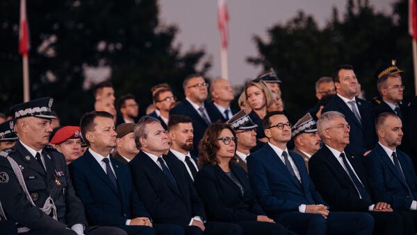 Officials attend a commemorative ceremony to mark the 80th anniversary of the outbreak of World War Two at Westerplatte Memorial in Gdansk, Poland September 1, 2019.  - Sputnik International