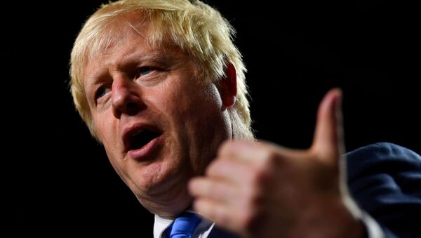 Britain's Prime Minister Boris Johnson gestures during a news conference at the end of the G7 summit in Biarritz, France, August 26, 2019 - Sputnik International