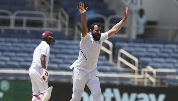 India's Mohammed Shami unsuccessfully appeals for the wicket of Jermaine Blackwood during day four of the second Test cricket match at Sabina Park cricket ground in Kingston, Jamaica Monday, Sept. 2, 2019 - Sputnik International