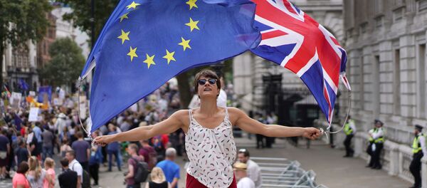 Anti-Brexit protestors demonstrate at Whitehall in London, Britain, August 31, 2019 - Sputnik International