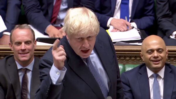 Britain's Prime Minister Boris Johnson gestures as he speaks during the weekly question time parliamentary debate in London, 4 September 2019 - Sputnik International