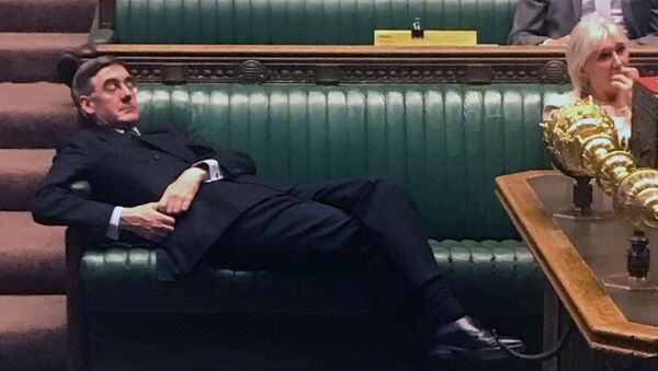 Britain's Leader of the House of Commons Jacob Rees-Mogg relaxing on the front benches on September 3, 2019 - Sputnik International