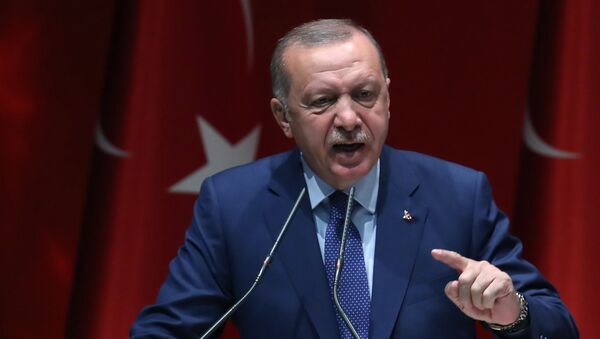 Turkish President Recep Tayyip Erdogan delivers a speech at Justice and Development (AK) Party Headquarters in Ankara on 5 September 2019 - Sputnik International