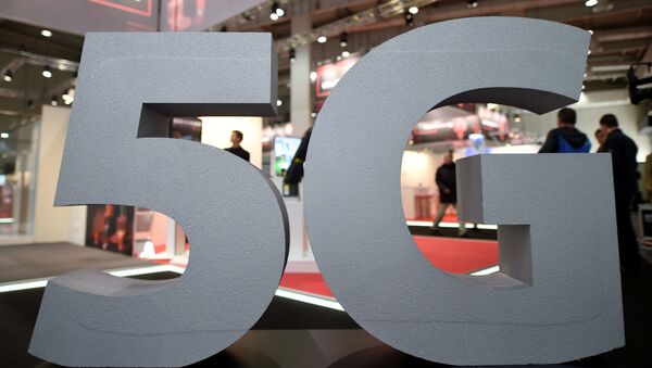 A logo of the upcoming mobile standard 5G, pictured at the Hanover trade fair - Sputnik International