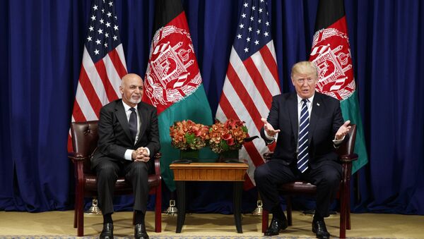 President Donald Trump meets with Afghan President Ashraf Ghani at the Palace Hotel during the United Nations General Assembly, Thursday, Sept. 21, 2017, in New York - Sputnik International