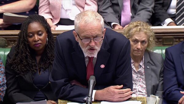 Britain's opposition Labour Party leader Jeremy Corbyn speaks during the weekly question time debate in Parliament in London, 4 September 2019, in this screen grab taken from a video. - Sputnik International