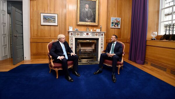 British Prime Minister Boris Johnson meets with Irish Taoiseach Leo Varadkar at the Government Buildings during his visit to Dublin, Ireland, 9 September 2019 - Sputnik International