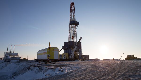 The drilling rig on the drilling site of Tsentralno-Olginskaya-1 well at the Khatangsky license area which is operated by Rosneft - Sputnik International