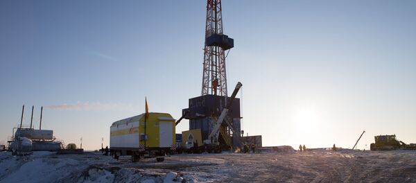 The drilling rig on the drilling site of Tsentralno-Olginskaya-1 well at the Khatangsky license area which is operated by Rosneft - Sputnik International