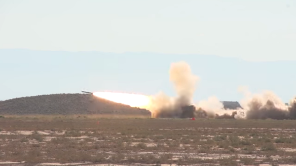An M270A1 Multiple Launch Rocket System (MLRS) test fire at White Sands Missile Range, New Mexico - Sputnik International