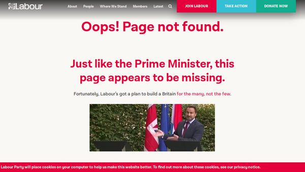 Labour Party Website 404 Page - Sputnik International