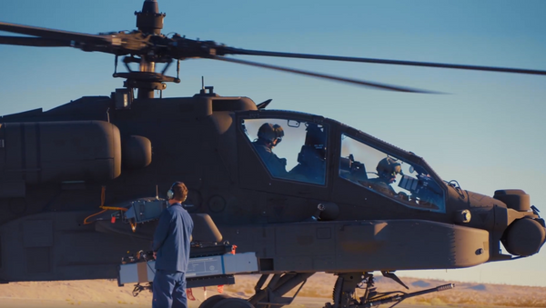 Army Future Command's Future Vertical Lift Cross-Functional Team tests  SPIKE Non-Line-Of-Sight missile on a US AH-64E Apache Attack Chopper (August 26-28, Yuma Proving Grounds, Arizona) - Sputnik International