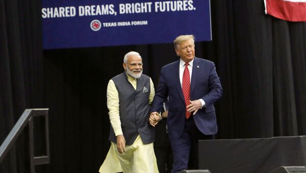 U.S. President Donald Trump and Indian Prime Minister Narendra Modi during a Howdy, Modi rally celebrating Modi at NRG Stadium in Houston, Texas, U.S. September 22, 2019 - Sputnik International