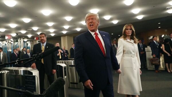 U.S. President Donald Trump speaks to reporters as he and first lady Melania Trump arrive for the 74th session of the United Nations General Assembly at U.N. headquarters in New York City, New York, U.S., September 24, 2019 - Sputnik International