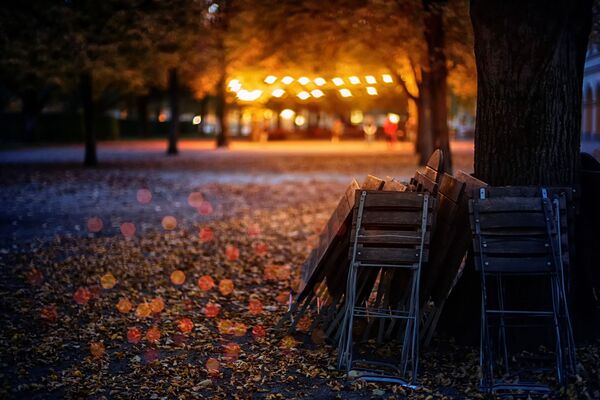 Folded chairs in an autumn park - Sputnik International