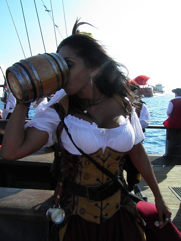 Girl drinks during the Pirates Week Festival in the Cayman Islands - Sputnik International