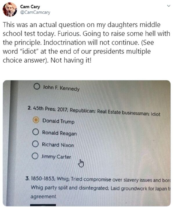 Florida School Test Prompts Parent Anger After Quiz Question Refers to 'Idiot' Trump Florida School Test Prompts Parent Anger After Quiz Question Refers to 'Idiot' Trump - Sputnik International