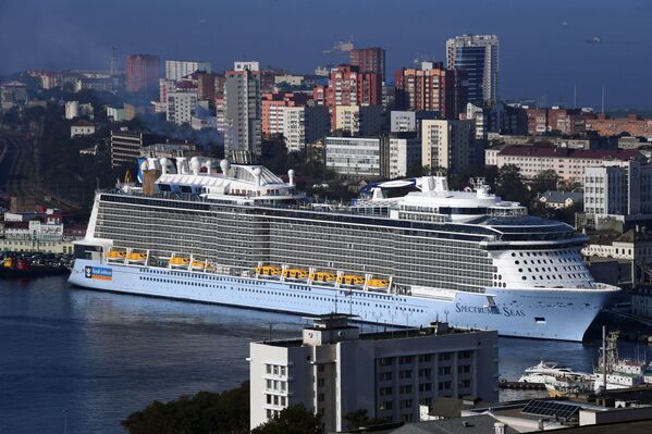 The Spectrum of the Seas cruise ship arrives in the port of Vladivostok. The vessel is based in Shanghai and carries passengers to Japan.   - Sputnik International