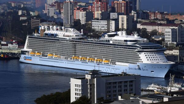 The Spectrum of the Seas cruise ship arrives in the port of Vladivostok. The vessel is based in Shanghai and carries passengers to Japan.   - Sputnik International