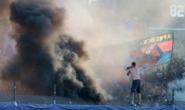 CSKA fans during a match between Arsenal (Tula) and CSKA (Moscow) at the 8th round of the Russian Premier League championship  - Sputnik International