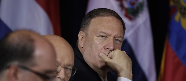 Secretary of State Mike Pompeo, attends a multilateral meeting with President Donald Trump on Venezuela at the InterContinental New York Barclay hotel during the United Nations General Assembly, Wednesday, Sept. 25, 2019, in New York. - Sputnik International