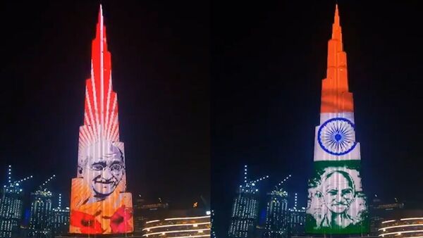 Burj Khalifa lit up with Mahatma's image as Dubai celebrates Gandhi Jayanti - Sputnik International