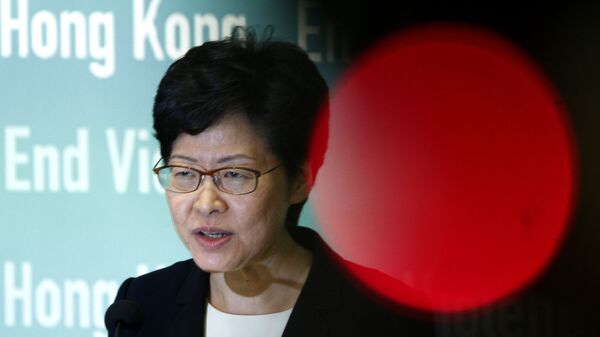 Hong Kong Chief Executive Carrie Lam speaks during a press conference held in Hong Kong on Friday, Oct. 4, 2019 - Sputnik International