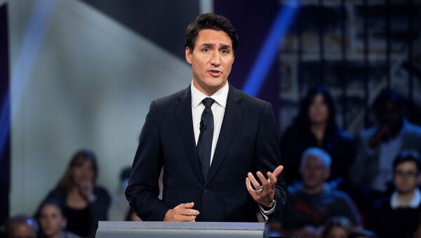Liberal leader Justin Trudeau responds to a question during the Federal leaders debate in Gatineau, Quebec, Canada October 7, 2019 - Sputnik International