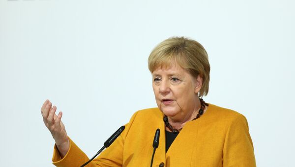 German Chancellor Angela Merkel speaks during her visit of Herrenknecht AG in Schwanau, Germany, October 7, 2019 - Sputnik International