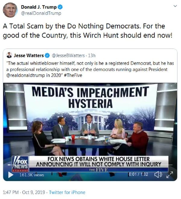 'Wirch Hunt': New Trump Twitter Gaffe Cracks Up Online Audience 'Wirch Hunt': New Trump Twitter Gaffe Cracks Up Online Audience - Sputnik International