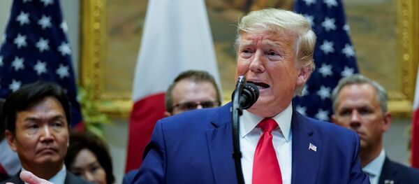 U.S. President Donald Trump speaks during signing ceremony for the U.S.-Japan Trade Agreement at White House in Washington U.S. President Donald Trump speaks during signing ceremony for the U.S.-Japan Trade Agreement at White House in Washington - Sputnik International