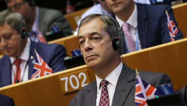 Britain's Brexit Party leader Nigel Farage attends a plenary session on preparations for the next EU leaders' summit, at the European Parliament in Brussels, Belgium October 9, 2019 - Sputnik International