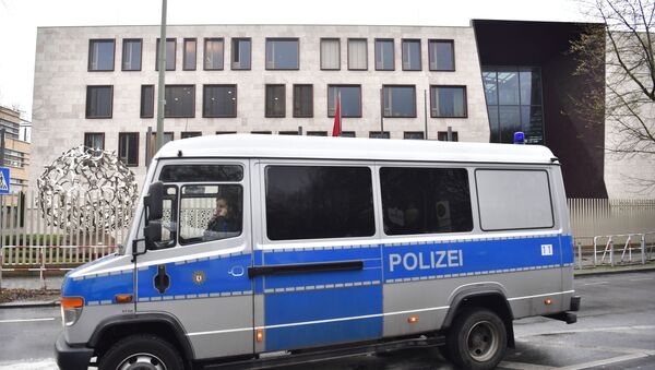 A police van parks in front of the Turkish embassy in Berlin - Sputnik International