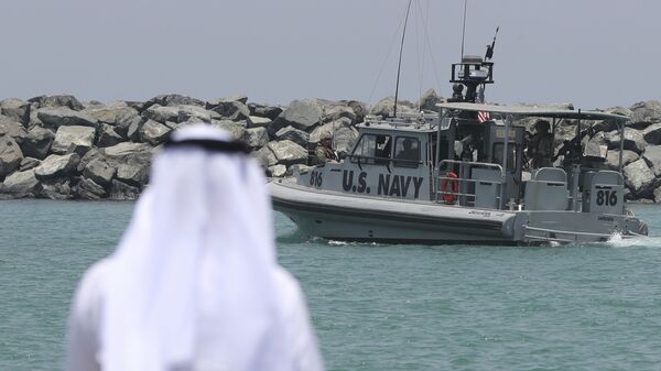 A U.S. Navy patrol boat carrying journalists to see damaged oil tankers leaves a U.S. Navy 5th Fleet base near Fujairah, United Arab Emirates, Wednesday, June 19, 2019 - Sputnik International