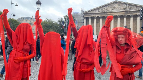 Red Rebels Brigade Protest With Extinction Rebellion in front of the National Assembly in Paris - Sputnik International