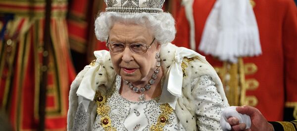 Britain's Queen Elizabeth proceeds through the Royal Gallery before the Queen's Speech during the State Opening of Parliament at the Palace of Westminster in London, Britain October 14, 2019 - Sputnik International