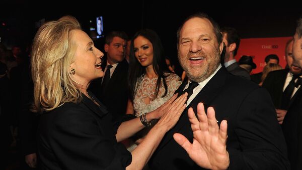 NEW YORK, NY - APRIL 24: Secretary of State Hillary Rodham Clinton and producer Harvey Weinstein attend the TIME 100 Gala, TIME'S 100 Most Influential People In The World, cocktail party at Jazz at Lincoln Center on April 24, 2012 in New York City - Sputnik International
