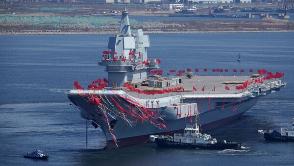 Type 001A, China's second aircraft carrier, is seen during a launch ceremony at Dalian shipyard in Dalian, northeast China's Liaoning Province, April 26, 2017 - Sputnik International