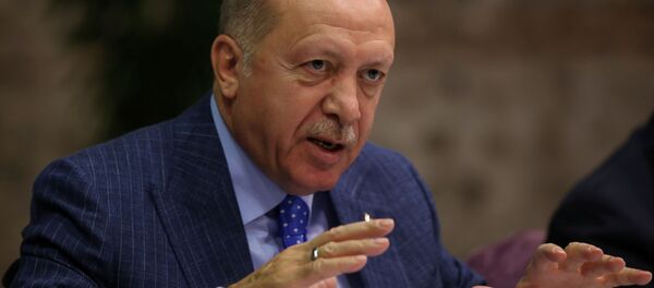 Turkish President Tayyip Erdogan talks to journalists in Istanbul, Turkey, October 13, 2019 - Sputnik International