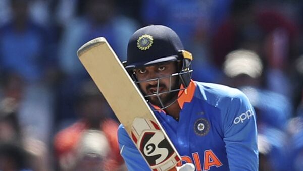 India's Vijay Shankar bats during the Cricket World Cup match between India and West Indies at Old Trafford in Manchester, England, Thursday, June 27, 2019 - Sputnik International