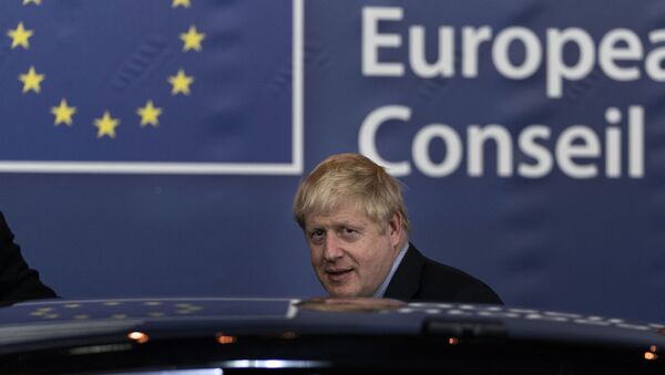 British Prime Minister Boris Johnson leaves a European Union Summit at European Union Headquarters in Brussels on October 18, 2019. - Sputnik International