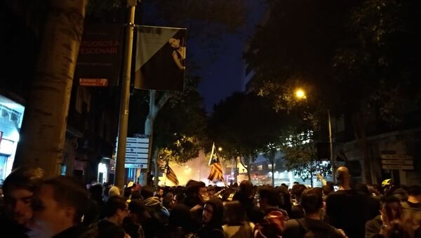 Central Barcelona during protests on 18 Oct - Sputnik International