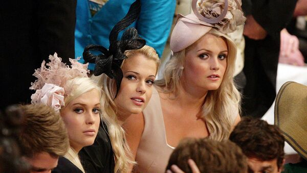 Earl Spencer's daughters, Lady Amelia, Lady Eliza and Lady Kitty wait for the wedding ceremony for Britain's Prince William and Kate Middleton to start inside Westminster Abbey in London on April 29, 2011. - Sputnik International