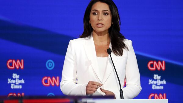 Democratic presidential candidate Rep. Tulsi Gabbard, D-Hawaii, speaks during a Democratic presidential primary debate hosted by CNN/New York Times at Otterbein University, Tuesday, Oct. 15, 2019, in Westerville, Ohio - Sputnik International